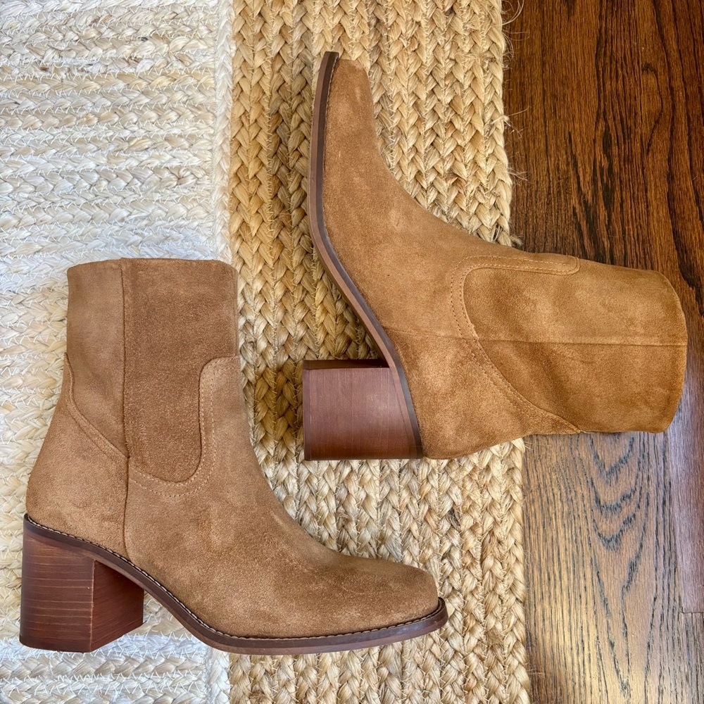 Patina by Portland Leather Goods Oslito Boot chestnut suede leather heeled boots
